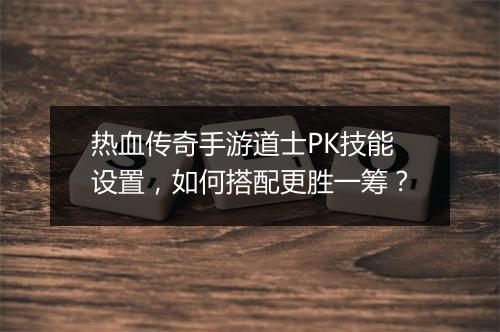 热血传奇手游道士PK技能设置，如何搭配更胜一筹？
