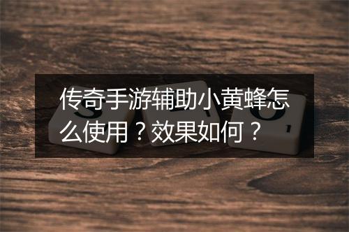 传奇手游辅助小黄蜂怎么使用？效果如何？