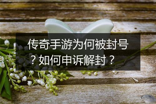 传奇手游为何被封号？如何申诉解封？