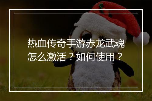 热血传奇手游赤龙武魂怎么激活？如何使用？