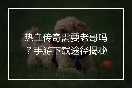 热血传奇需要老哥吗？手游下载途径揭秘