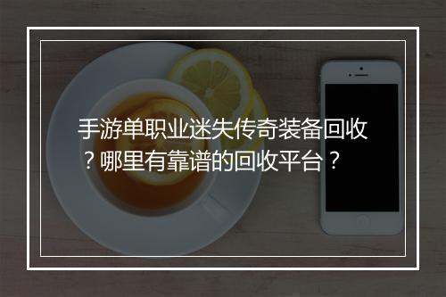 手游单职业迷失传奇装备回收？哪里有靠谱的回收平台？