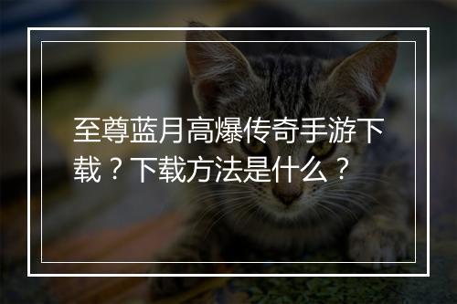 至尊蓝月高爆传奇手游下载？下载方法是什么？