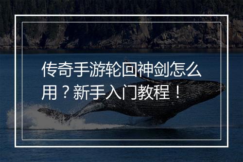 传奇手游轮回神剑怎么用？新手入门教程！