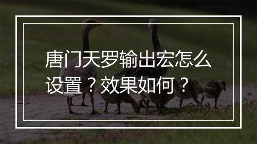 唐门天罗输出宏怎么设置？效果如何？
