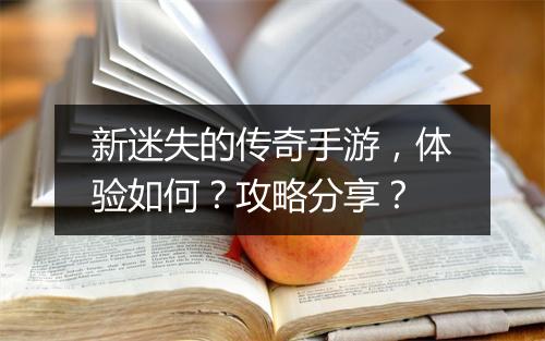 新迷失的传奇手游，体验如何？攻略分享？