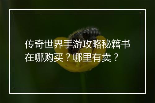 传奇世界手游攻略秘籍书在哪购买？哪里有卖？
