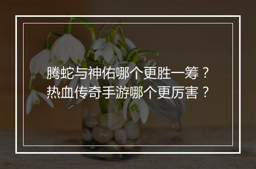 腾蛇与神佑哪个更胜一筹？热血传奇手游哪个更厉害？
