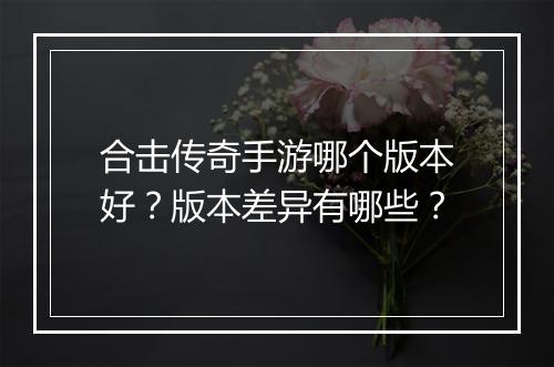 合击传奇手游哪个版本好？版本差异有哪些？