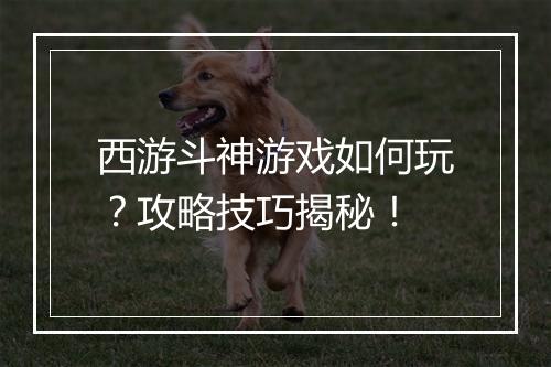 西游斗神游戏如何玩？攻略技巧揭秘！