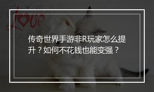 传奇世界手游非R玩家怎么提升？如何不花钱也能变强？