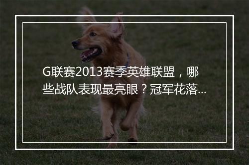 G联赛2013赛季英雄联盟，哪些战队表现最亮眼？冠军花落谁家？