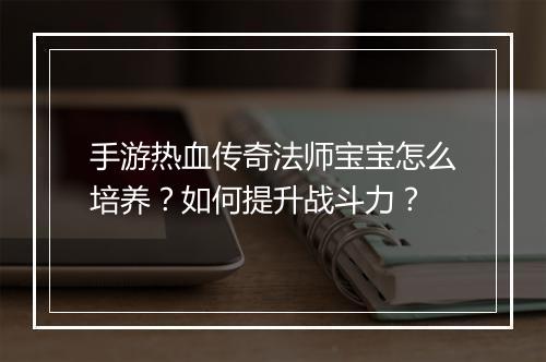 手游热血传奇法师宝宝怎么培养？如何提升战斗力？