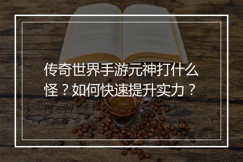 传奇世界手游元神打什么怪？如何快速提升实力？