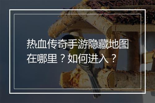 热血传奇手游隐藏地图在哪里？如何进入？