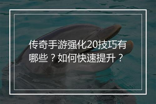传奇手游强化20技巧有哪些？如何快速提升？