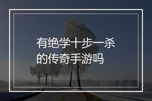有绝学十步一杀的传奇手游吗