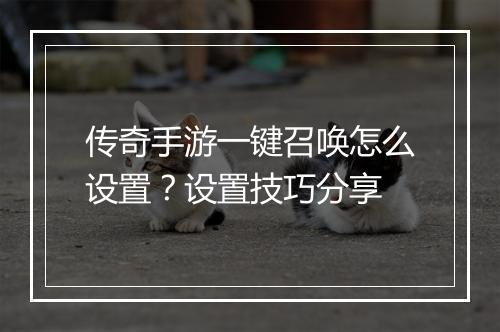 传奇手游一键召唤怎么设置？设置技巧分享