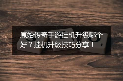 原始传奇手游挂机升级哪个好？挂机升级技巧分享！