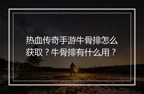 热血传奇手游牛骨排怎么获取？牛骨排有什么用？