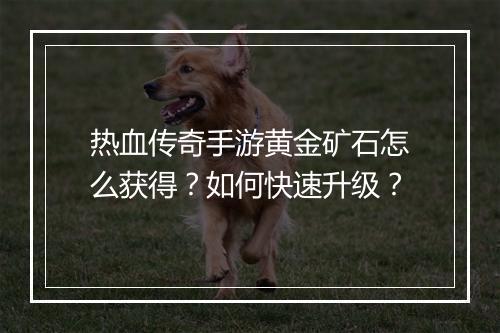 热血传奇手游黄金矿石怎么获得？如何快速升级？