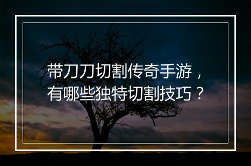 带刀刀切割传奇手游，有哪些独特切割技巧？