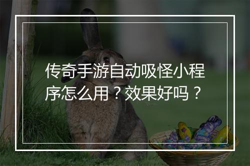 传奇手游自动吸怪小程序怎么用？效果好吗？