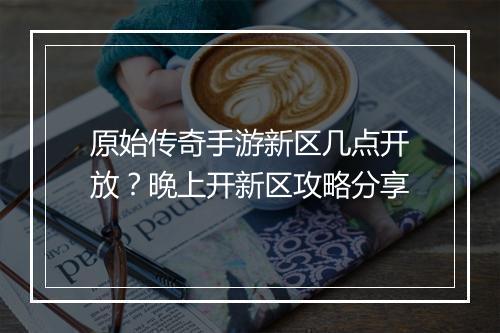 原始传奇手游新区几点开放？晚上开新区攻略分享
