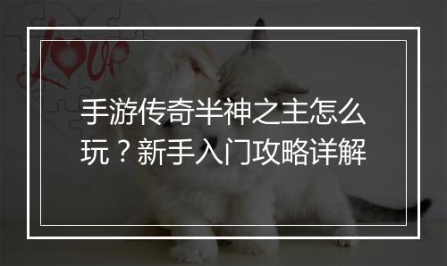 手游传奇半神之主怎么玩？新手入门攻略详解
