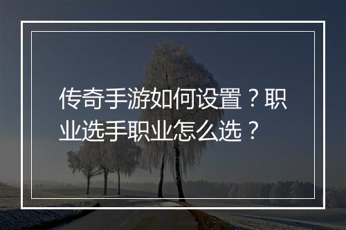 传奇手游如何设置？职业选手职业怎么选？