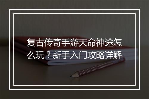 复古传奇手游天命神途怎么玩？新手入门攻略详解