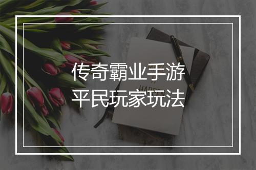 传奇霸业手游平民玩家玩法