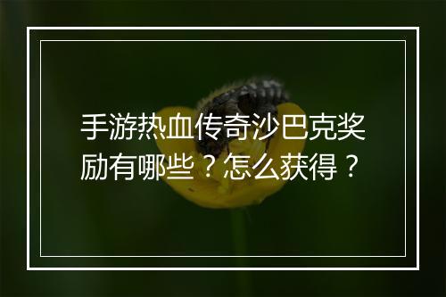 手游热血传奇沙巴克奖励有哪些？怎么获得？