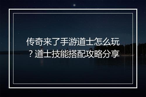 传奇来了手游道士怎么玩？道士技能搭配攻略分享