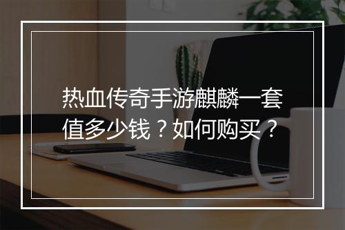 热血传奇手游麒麟一套值多少钱？如何购买？