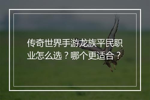 传奇世界手游龙族平民职业怎么选？哪个更适合？