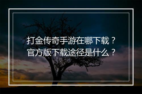 打金传奇手游在哪下载？官方版下载途径是什么？