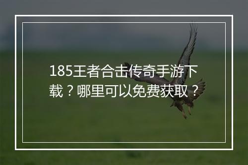 185王者合击传奇手游下载？哪里可以免费获取？