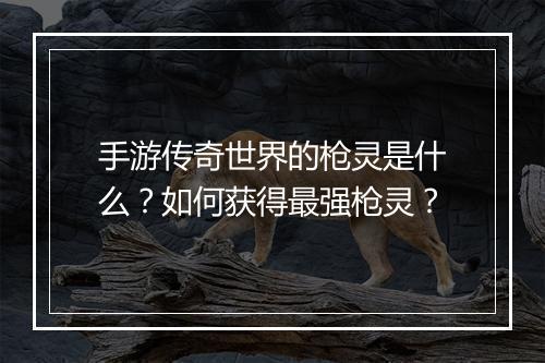 手游传奇世界的枪灵是什么？如何获得最强枪灵？