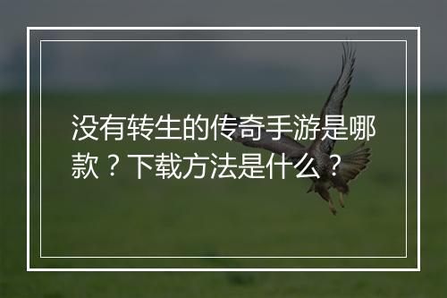 没有转生的传奇手游是哪款？下载方法是什么？