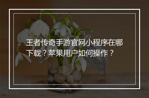 王者传奇手游官网小程序在哪下载？苹果用户如何操作？
