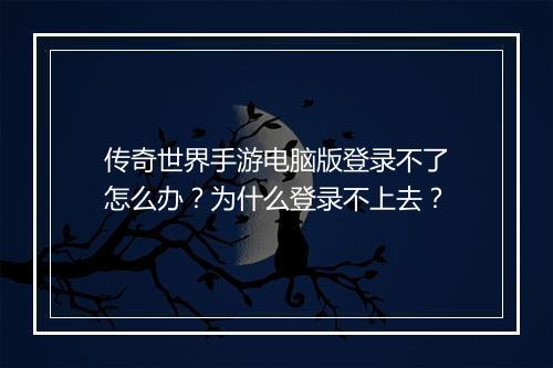 传奇世界手游电脑版登录不了怎么办？为什么登录不上去？