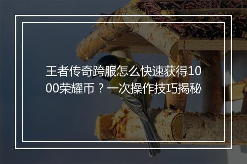 王者传奇跨服怎么快速获得1000荣耀币？一次操作技巧揭秘