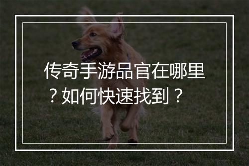 传奇手游品官在哪里？如何快速找到？
