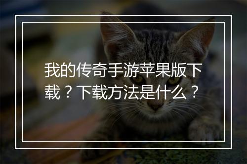 我的传奇手游苹果版下载？下载方法是什么？