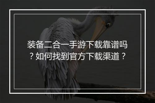 装备二合一手游下载靠谱吗？如何找到官方下载渠道？