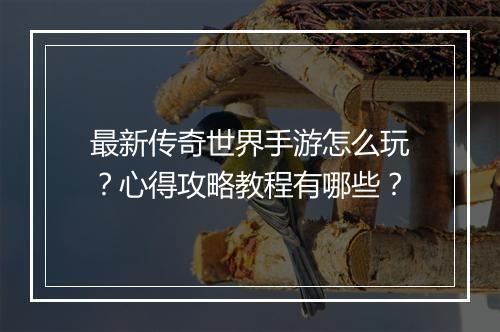 最新传奇世界手游怎么玩？心得攻略教程有哪些？