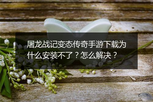 屠龙战记变态传奇手游下载为什么安装不了？怎么解决？
