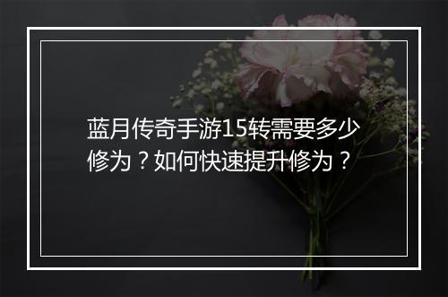 蓝月传奇手游15转需要多少修为？如何快速提升修为？