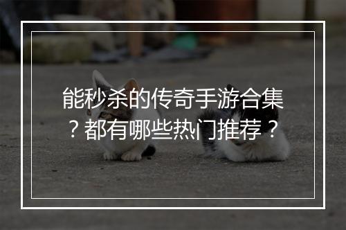 能秒杀的传奇手游合集？都有哪些热门推荐？